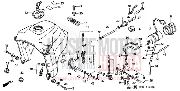 FUEL TANK/FUEL PUMP for Africa Twin SHASTA WHITE (NH138H) from 1989
